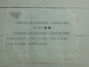 Lunch and Check in times